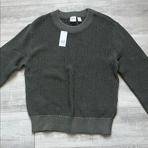GAP kids Olive Green Textured Crewneck Sweater
